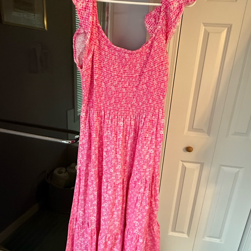 Lilly Pulitzer Pink and White Smocked Maxi Dress